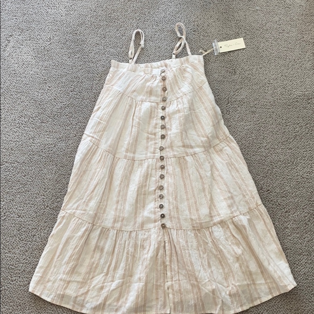 Rylee and cru sand striped dress 6-7yrs